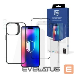 Nugarėlės dėklai 3MK Apple iPhone 14 Pro Max Comfort Set 4 in 1 Transparent Black