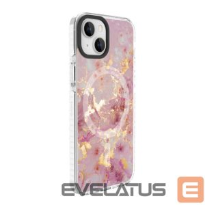 Nugarėlės dėklai Evelatus Apple iPhone 15 PC+TPU With MagSafe Customized Print Marble Pink
