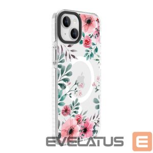 Nugarėlės dėklai Evelatus Apple iPhone 15 Plus PC+TPU With MagSafe Customized Print Flower Transparent