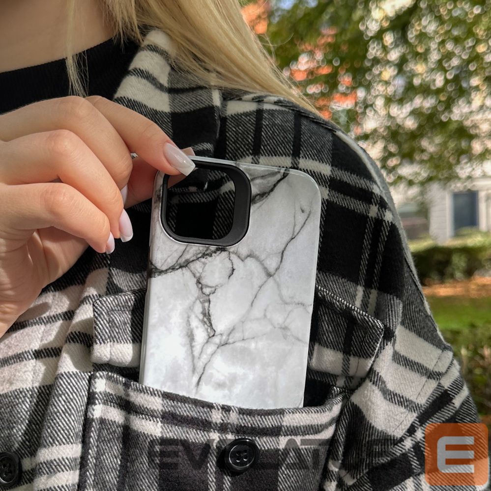 Nugarėlės dėklai Evelatus Apple iPhone 15 Armor case TPU+PC Customized Print Design Marble White