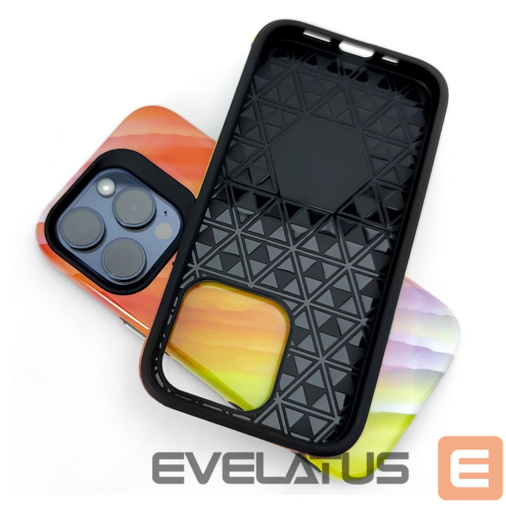 Nugarėlės dėklai Evelatus Apple iPhone 15 Pro Armor case TPU+PC Customized Print Design Yellow Orange