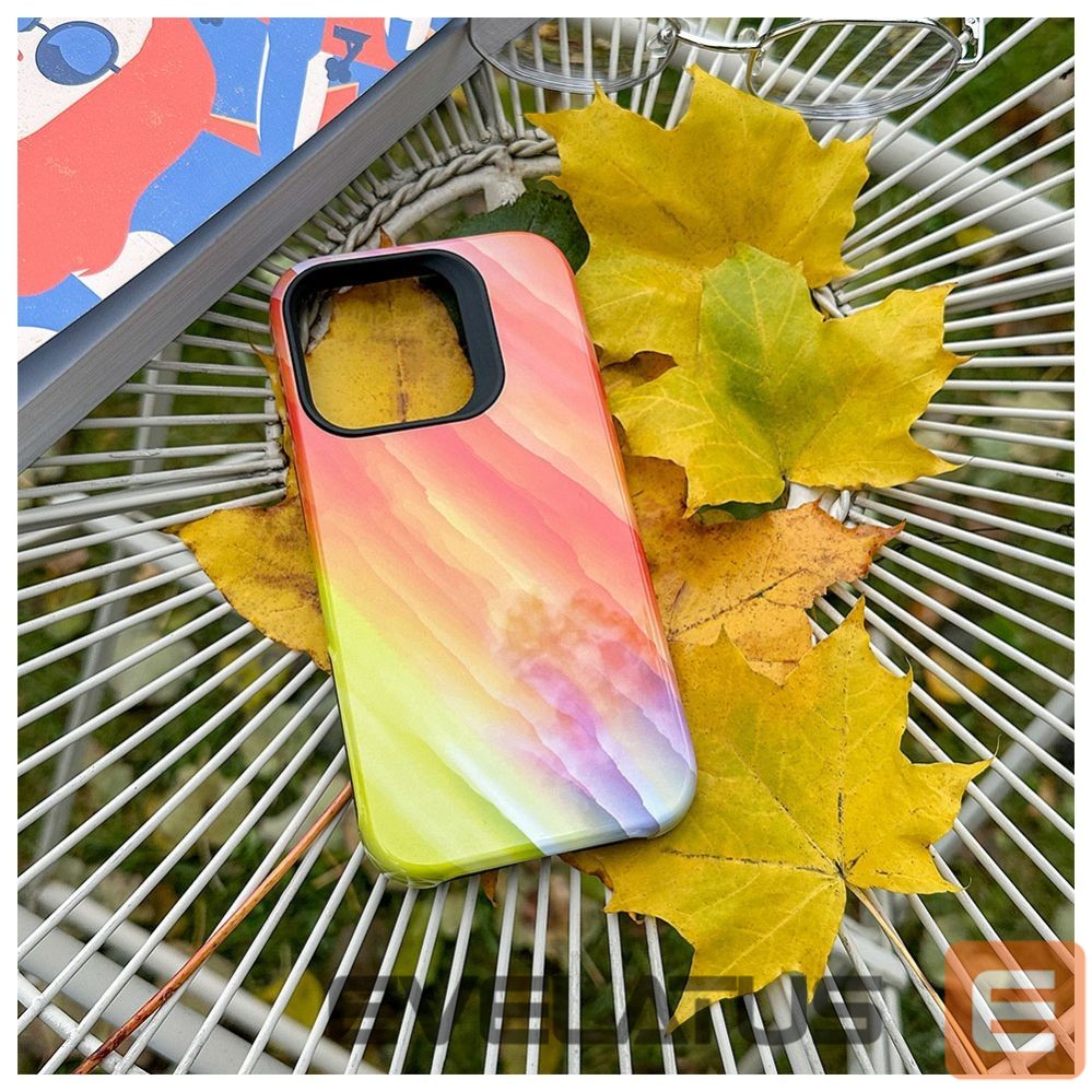 Nugarėlės dėklai Evelatus Apple iPhone 15 Pro Armor case TPU+PC Customized Print Design Yellow Orange