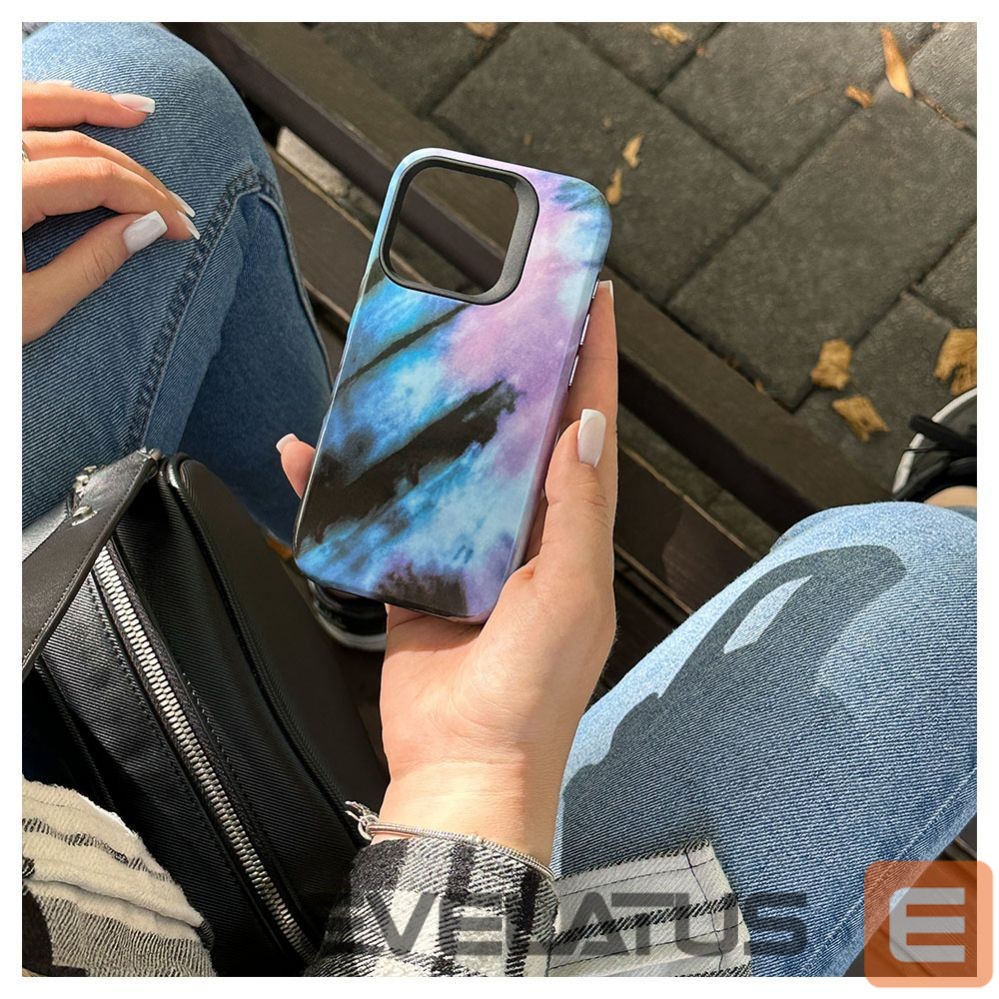Nugarėlės dėklai Evelatus Apple iPhone 15 Pro Max Armor case TPU+PC Customized Print Design Blue Pink