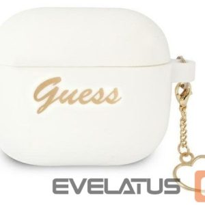 Nugarėlės dėklai Guess Apple AirPods 3 cover Silicone Charm Heart Collection White