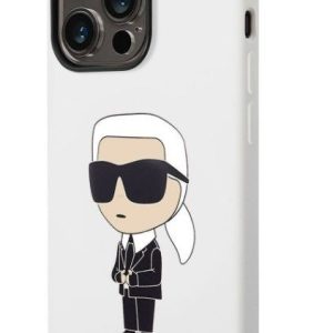 Nugarėlės dėklai Karl Lagerfeld Apple iPhone 14 Pro Liquid Silicone Ikonik NFT Case White