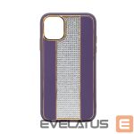 Nugarėlės dėklai iLike Apple iPhone 11 Diamonds and Leather Case Purple