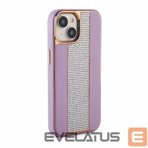 Nugarėlės dėklai iLike Apple iPhone 15 Diamonds and Leather Case Pink Sand