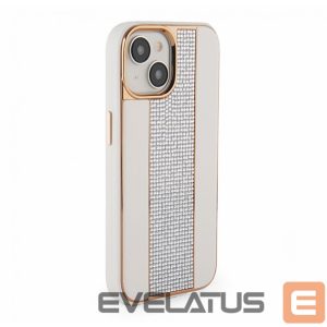 Nugarėlės dėklai iLike Apple iPhone 15 Diamonds and Leather Case White