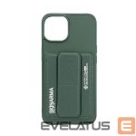Nugarėlės dėklai iLike Apple iPhone 15 LEATHER HIDDEN POCKET STAND COVER Green