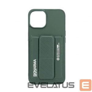 Nugarėlės dėklai iLike Apple iPhone 15 LEATHER HIDDEN POCKET STAND COVER Green