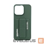Nugarėlės dėklai iLike Apple iPhone 15 Pro Max LEATHER HIDDEN POCKET STAND COVER Green