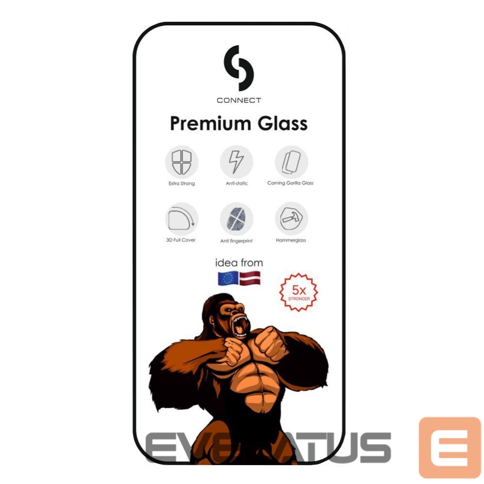 Apsauginiai stiklai Connect Apple iPhone XR/11 3D Corning Gorilla Glass 5X stong Black