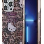 Nugarėlės dėklai Hello Kitty Apple iPhone 15 Pro Max 6.7 hardcase IML Tags Graffiti Pink