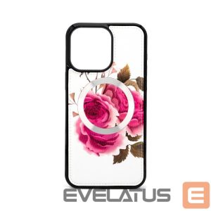 Nugarėlės dėklai Evelatus Apple iPhone 14 Pro Leather Case Zipper Design Flower White