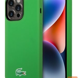 Nugarėlės dėklai Lacoste Apple iPhone 15 6.1 Liquid Silicone Microfiber Croc Logo Magsafe Back Cover Green
