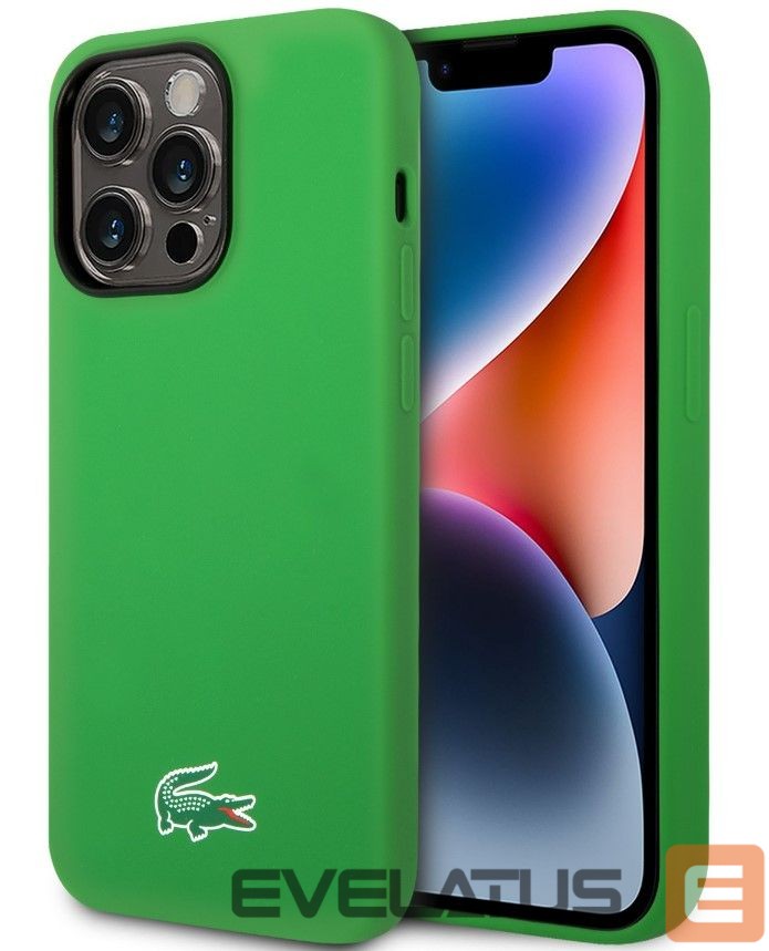 Nugarėlės dėklai Lacoste Apple iPhone 15 6.1 Liquid Silicone Microfiber Croc Logo Magsafe Back Cover Green