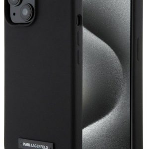 Nugarėlės dėklai Karl Lagerfeld Apple iPhone 15 Liquid Silicone Plaque MagSafe Case Black