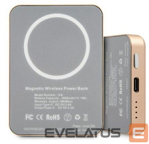 Išorinė baterija Guess Inductive Power Bank 5W GUPBMSVSLG 3000mAh MagSafe Gold