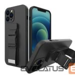 Nugarėlės dėklai Wozinsky Samsung Galaxy A52s 5G / A52 5G / A52 4G case Gel Lanyard with Chain Purse Lanyard Black