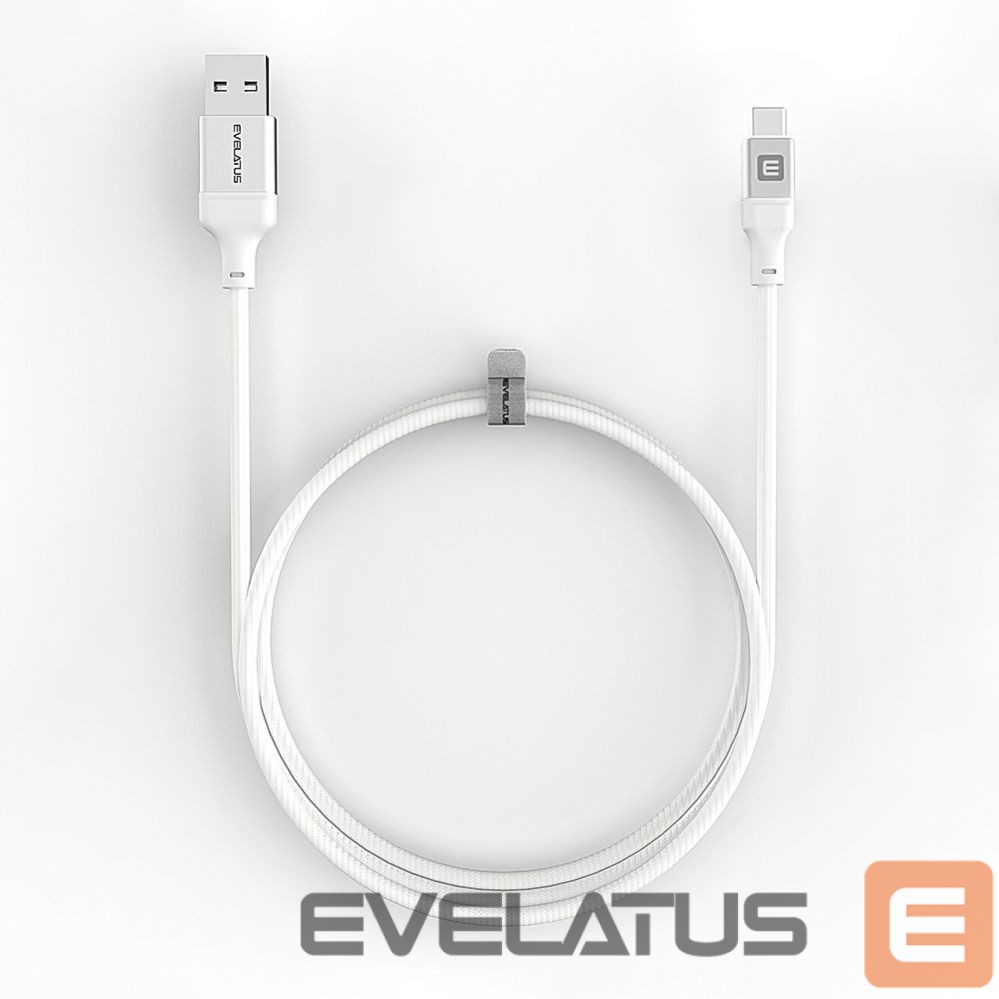 Kabelis Evelatus Cable USB A to C, 1.2M Aluminum housing braiding White