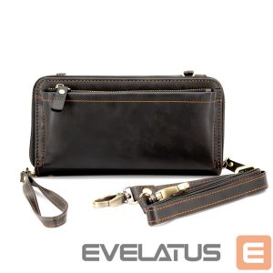 Universali kišenė telefono korpusui Evelatus Universal Leather Zipper Design Wallet Black