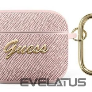 Dėklai ausinėms Guess Apple AirPods 3 cover Saffiano Script Metal Collection case Pink