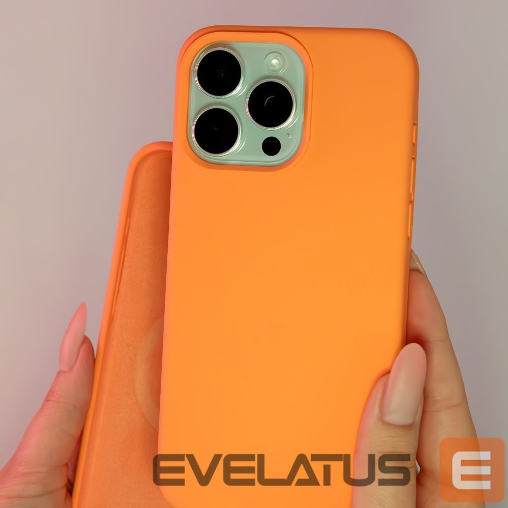 Nugarėlės dėklai Evelatus Apple iPhone 15 Pro Max Premium Magsafe Soft Touch Silicone Case New Function Orange