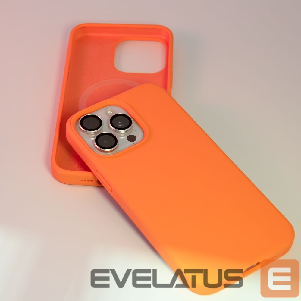 Nugarėlės dėklai Evelatus Apple iPhone 15 Pro Max Premium Magsafe Soft Touch Silicone Case New Function Orange