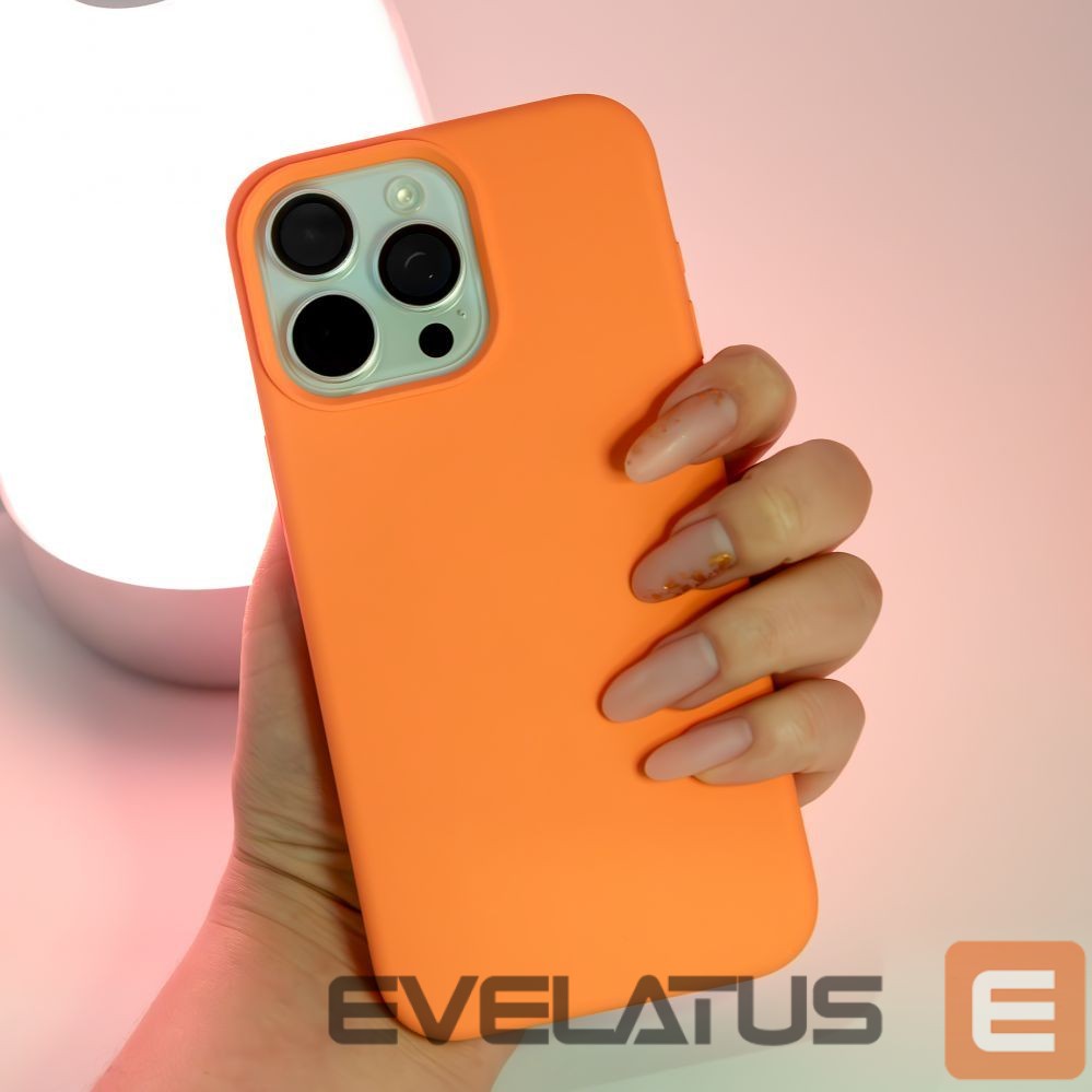 Nugarėlės dėklai Evelatus Apple iPhone 15 Pro Max Premium Magsafe Soft Touch Silicone Case New Function Orange