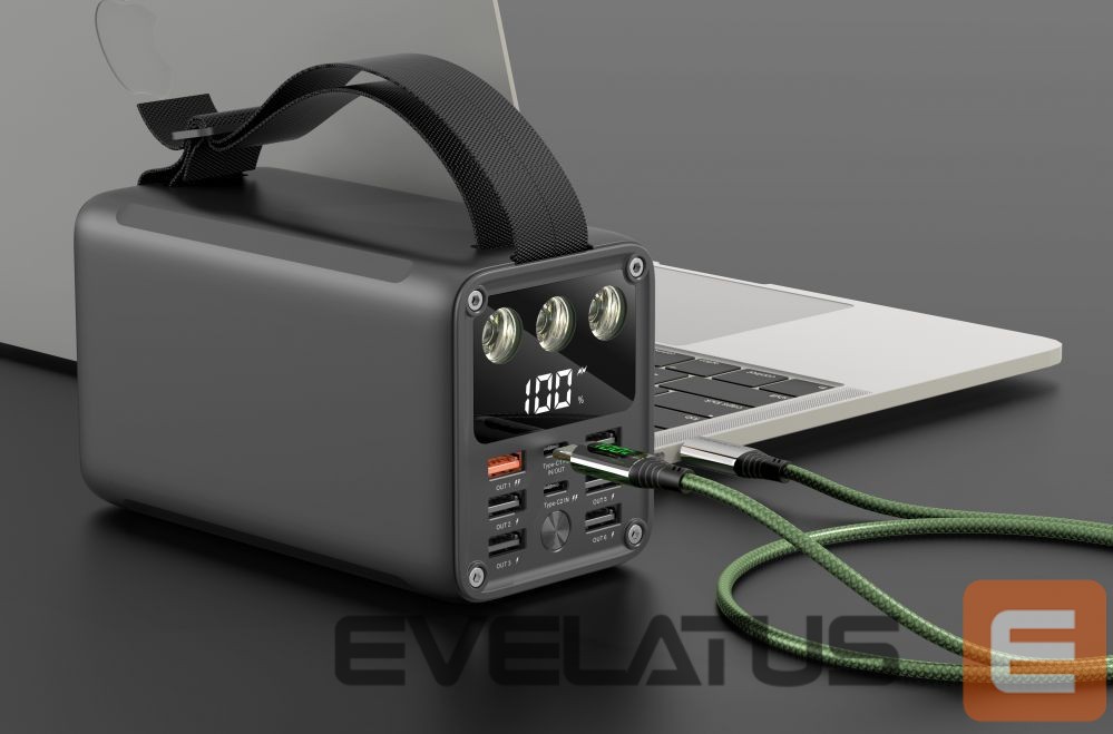 Išorinė baterija Evelatus Outdoor Power Bank 22.5W 60000 mAh / 7 outputs 2 inputs Black