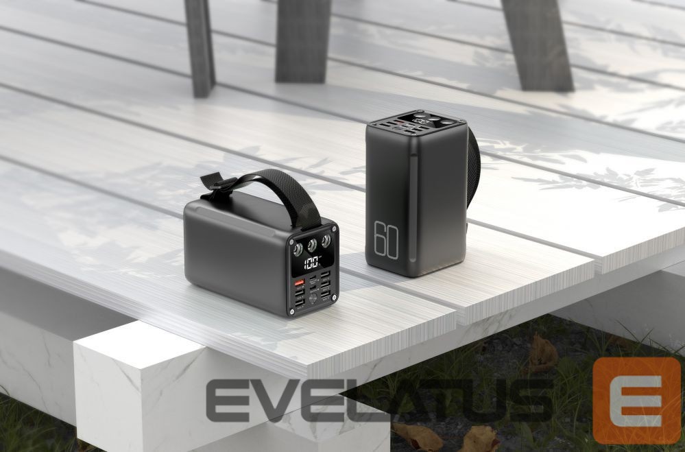 Išorinė baterija Evelatus Outdoor Power Bank 22.5W 60000 mAh / 7 outputs 2 inputs Black