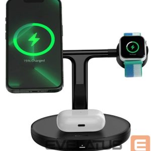 Belaidis įkroviklis Baseus Universal Swan inductive charger (compatible with MagSafe) stand for iPhone, Apple Watch, AirPods + 1m USB-C cable Black