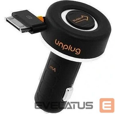 Automobiliniai įkrovikliai iLike CCU1000IPH Compact iPod iPhone 4 4S 30Pin Fast 1A Car Charger with Rewind Cable Black