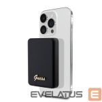 Išorinė baterija Guess  Power Bank 5000mAh 15W MagSafe And Regular Charge With Metal Ssript Logo Black
