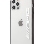 Nugarėlės dėklai AMG Apple iPhone 12/12 Pro 6.1' Mettalic Black Edges Case Transparent