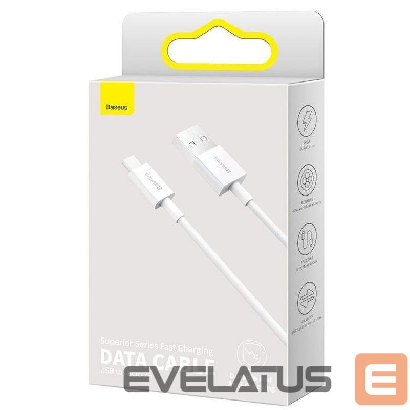 Kabelis Baseus - Superior Fast Charging Data Cable MicroUSB 1m White