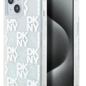 Nugarėlės dėklai DKNY Apple iPhone 15 hardcase Liquid Glitter Multilogo White