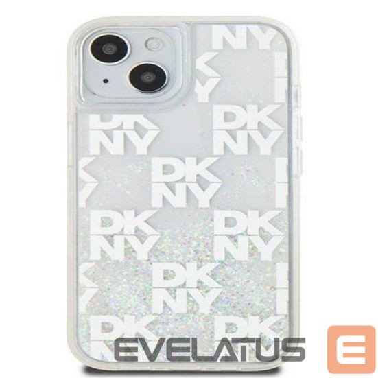 Nugarėlės dėklai DKNY Apple iPhone 15 hardcase Liquid Glitter Multilogo White