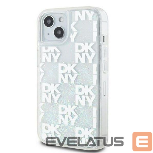 Nugarėlės dėklai DKNY Apple iPhone 15 hardcase Liquid Glitter Multilogo White