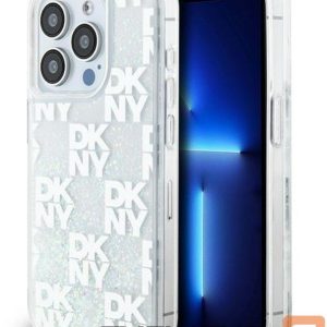 Nugarėlės dėklai DKNY Apple iPhone 15 Pro 6.1 hardcase Liquid Glitter Multilogo White