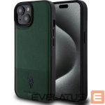 Nugarėlės dėklai U.S. Polo PU Apple iPhone 15 Leather Mesh Pattern Double Horse Case Green