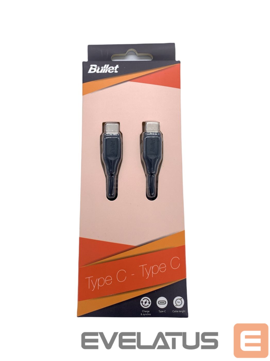 Kabelis - BULLET Type C - Type C 1m, 2.4A Black