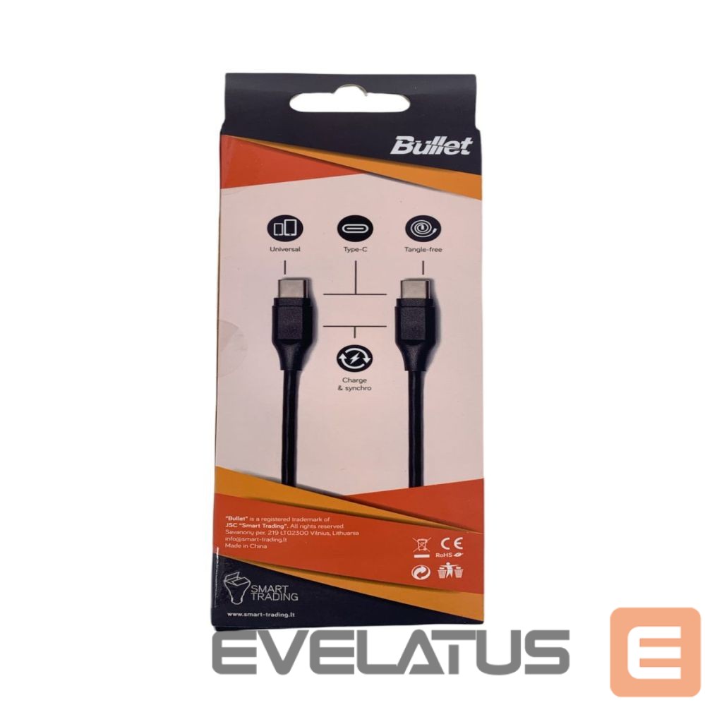 Kabelis - BULLET Type C - Type C 1m, 2.4A Black