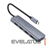 Adapteris Ugreen  4-Port USB3.0 Hub with USB-C Power Supply Grey