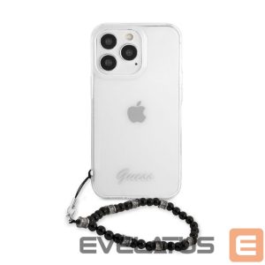Nugarėlės dėklai Guess Apple iPhone 13 Pro PC Script and Black Pearls Case Transparent