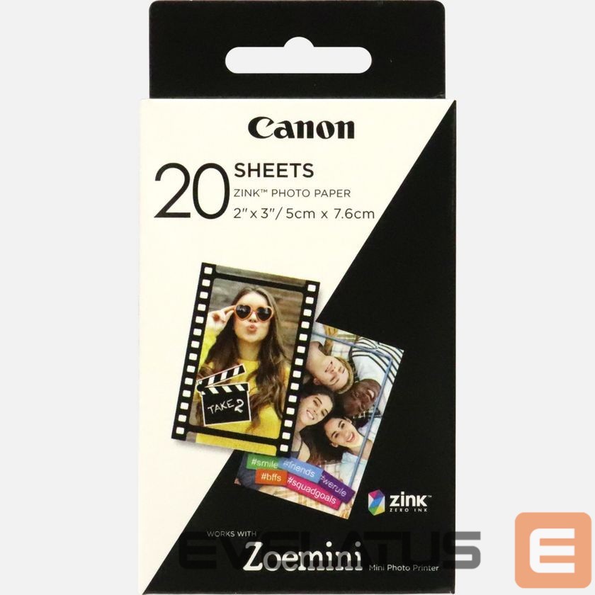 Biuro įrankiai Canon 20 sheets ZP-2030 Photo Paper, White, 5 x 7.6 cm