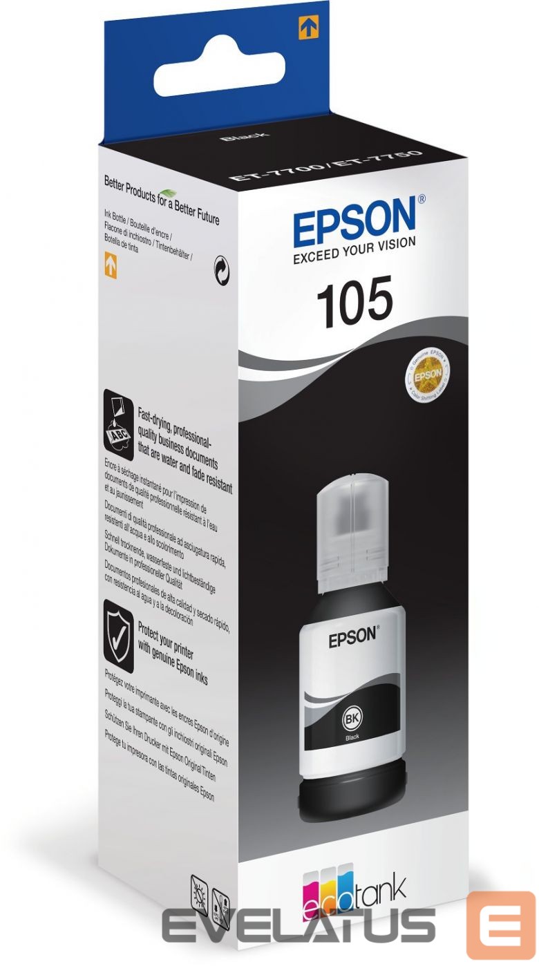 Eksploatacinės medžiagos spausdintuvams EPSON Ecotank 105 Ink Bottle, Black