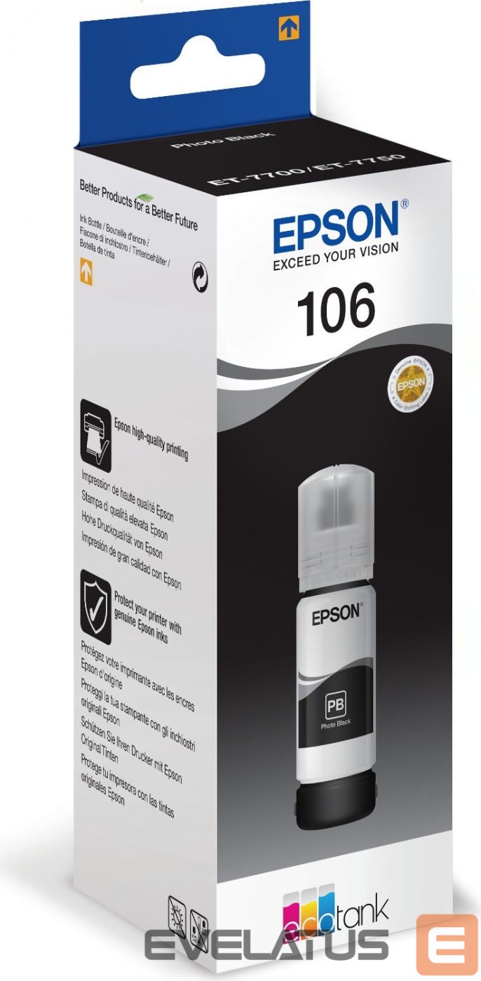Eksploatacinės medžiagos spausdintuvams EPSON Ecotank Photo 106 Ink Bottle, Black