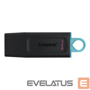 USB atmintinė Kingston  DataTraveler Exodia USB Flash Drive 64 GB, USB 3.2 Gen 1, Black/Blue, Protective Cap, Large loop 
