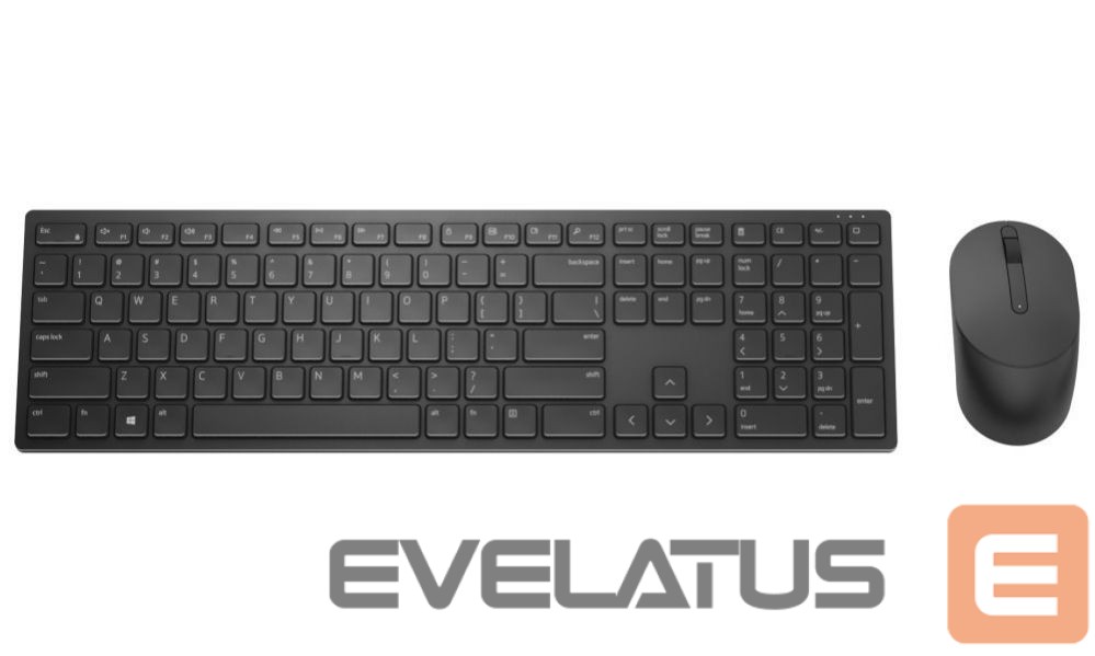 Kompiuterio klaviatūra Dell Pro Keyboard and Mouse (RTL BOX) KM5221W Keyboard and Mouse Set, Wireless, Batteries included, US, Black